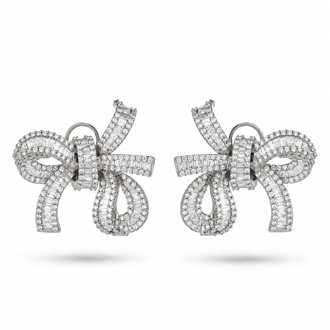 Dilara White Gold Bow Earrings With Natural Diamond | Soit Belle Fine Jewelry