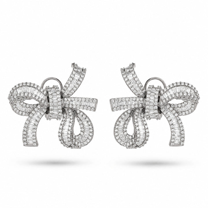 Dilara White Gold Bow Earrings With Natural Diamond | Soit Belle Fine Jewelry
