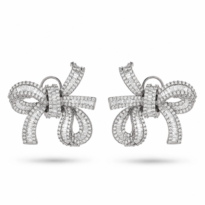 Dilara White Gold Bow Earrings With Natural Diamond | Soit Belle Fine Jewelry