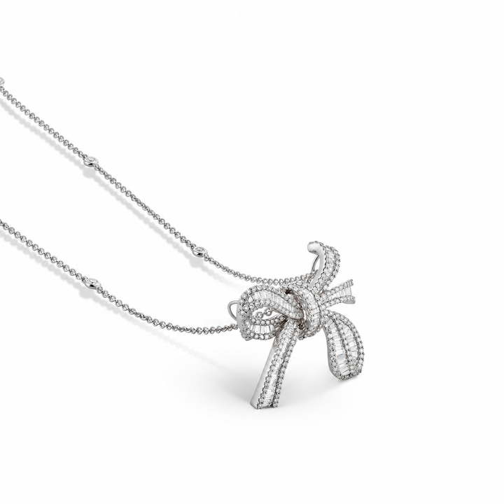 Dilara White Gold Bow Pendant With Natural Diamond | Soit Belle Fine Jewelry