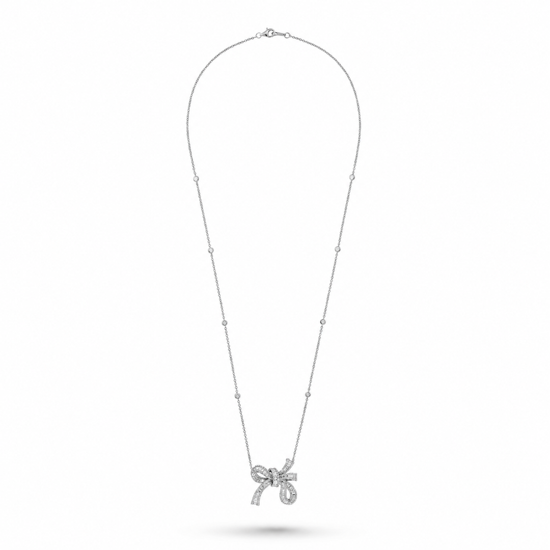 Dilara White Gold Bow Pendant With Natural Diamond | Soit Belle Fine Jewelry