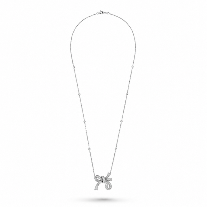 Dilara White Gold Bow Pendant With Natural Diamond | Soit Belle Fine Jewelry