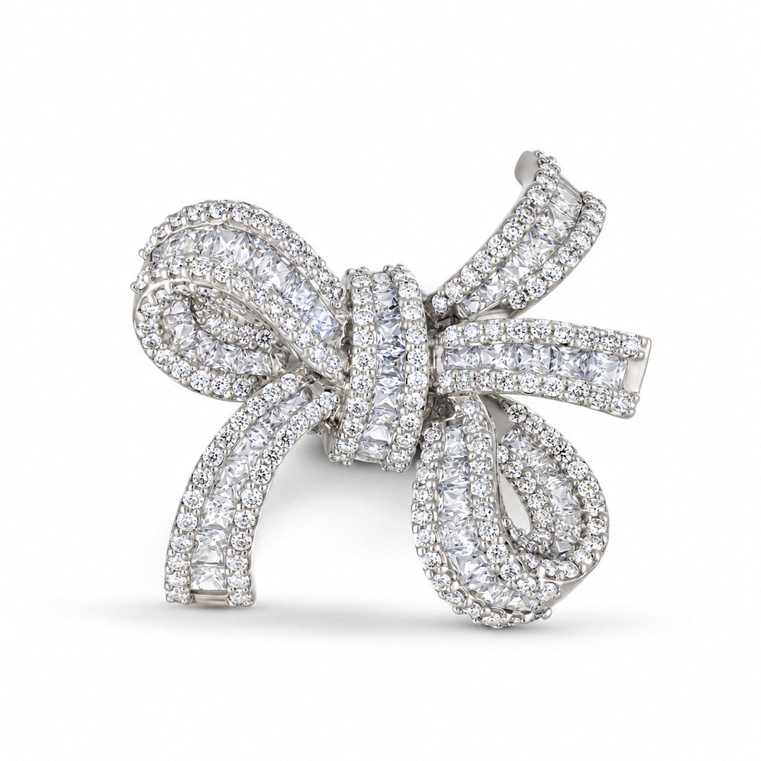 Dilara White Gold Bow Ring With Natural Diamond | Soit Belle Fine Jewelry