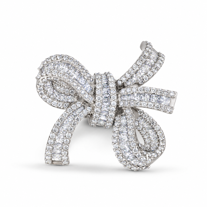 Dilara White Gold Bow Ring With Natural Diamond | Soit Belle Fine Jewelry