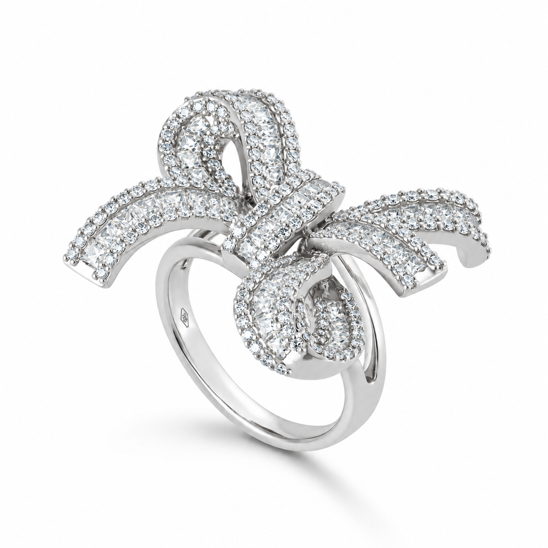 Dilara White Gold Bow Ring With Natural Diamond | Soit Belle Fine Jewelry