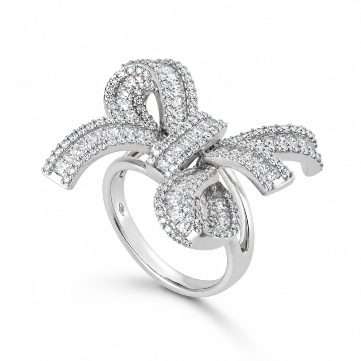 Dilara White Gold Bow Ring With Natural Diamond | Soit Belle Fine Jewelry