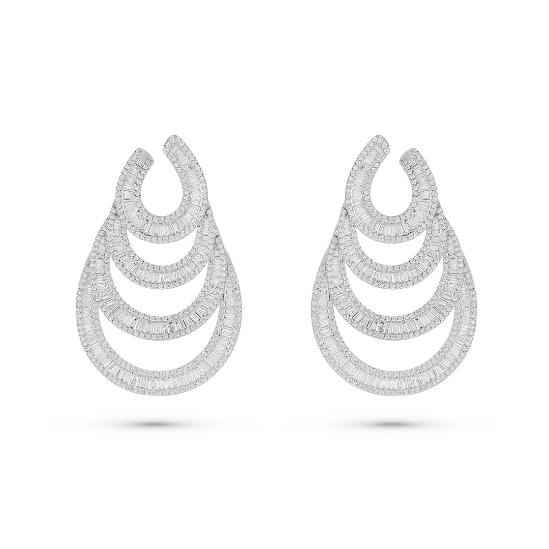 Dilara White Gold Layer Earring With Natural Diamond | Soit Belle Fine Jewelry