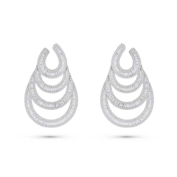 Dilara White Gold Layer Earring With Natural Diamond | Soit Belle Fine Jewelry
