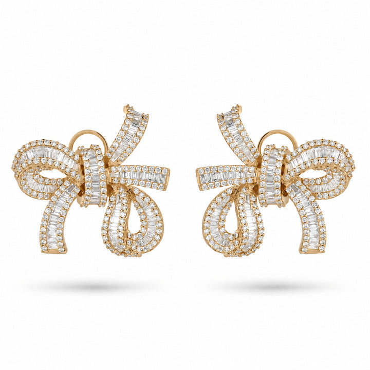 Dilara Yellow Gold Bow Earrings With Natural Diamond | Soit Belle Fine Jewelry