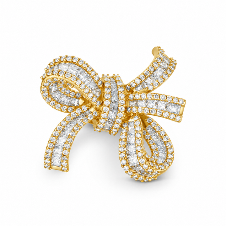 Dilara Yellow Gold Bow Ring With Natural Diamond | Soit Belle Fine Jewelry