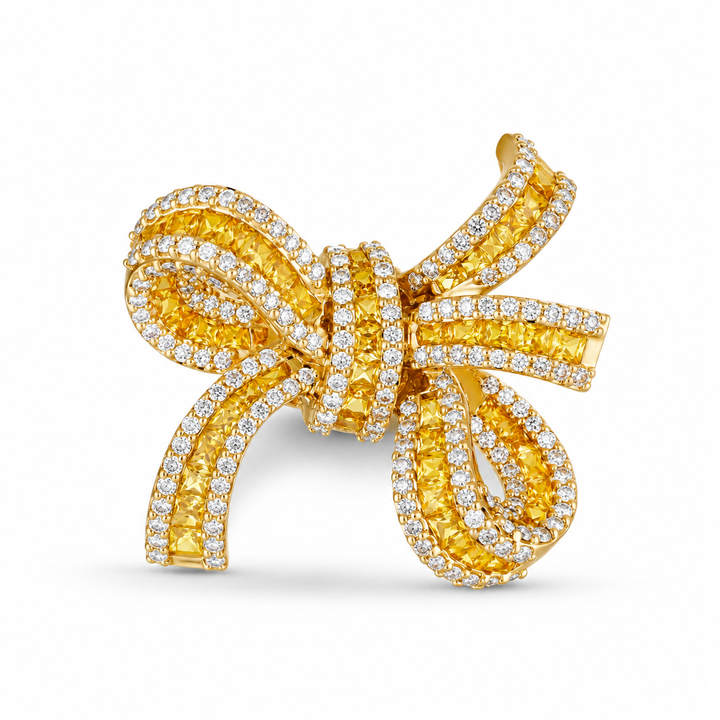 Dilara Yellow Gold Bow Ring With Natural Yellow Sapphire | Soit Belle Fine Jewelry