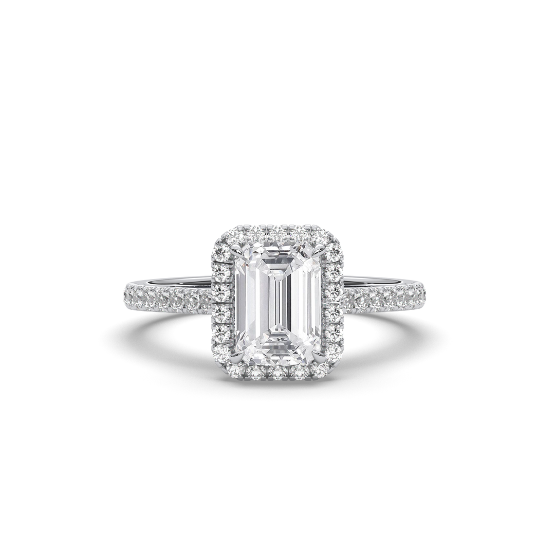 Emerald-cut diamond solitaire ring in 18K gold