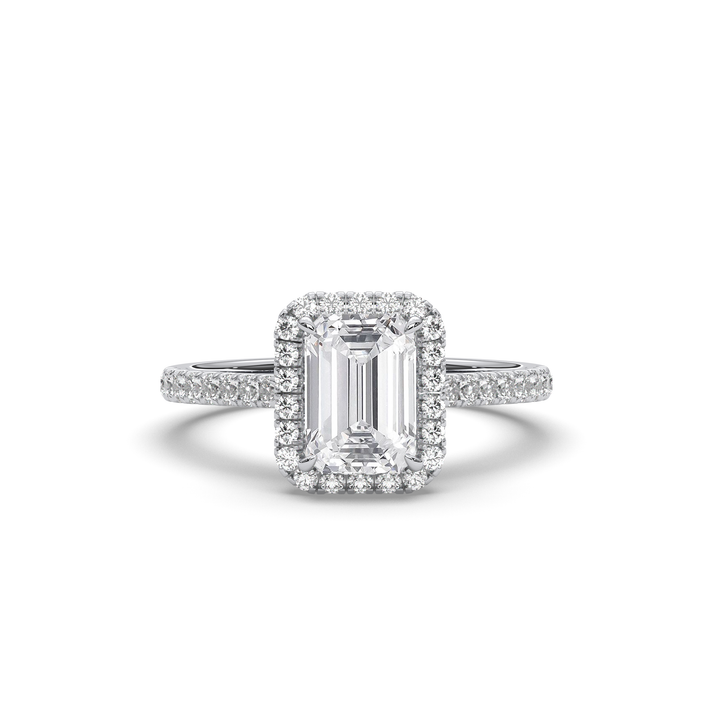 Emerald-cut diamond solitaire ring in 18K gold