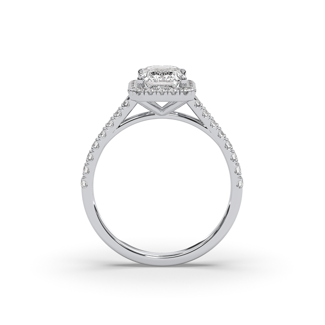 Emerald-cut diamond solitaire ring in 18K gold