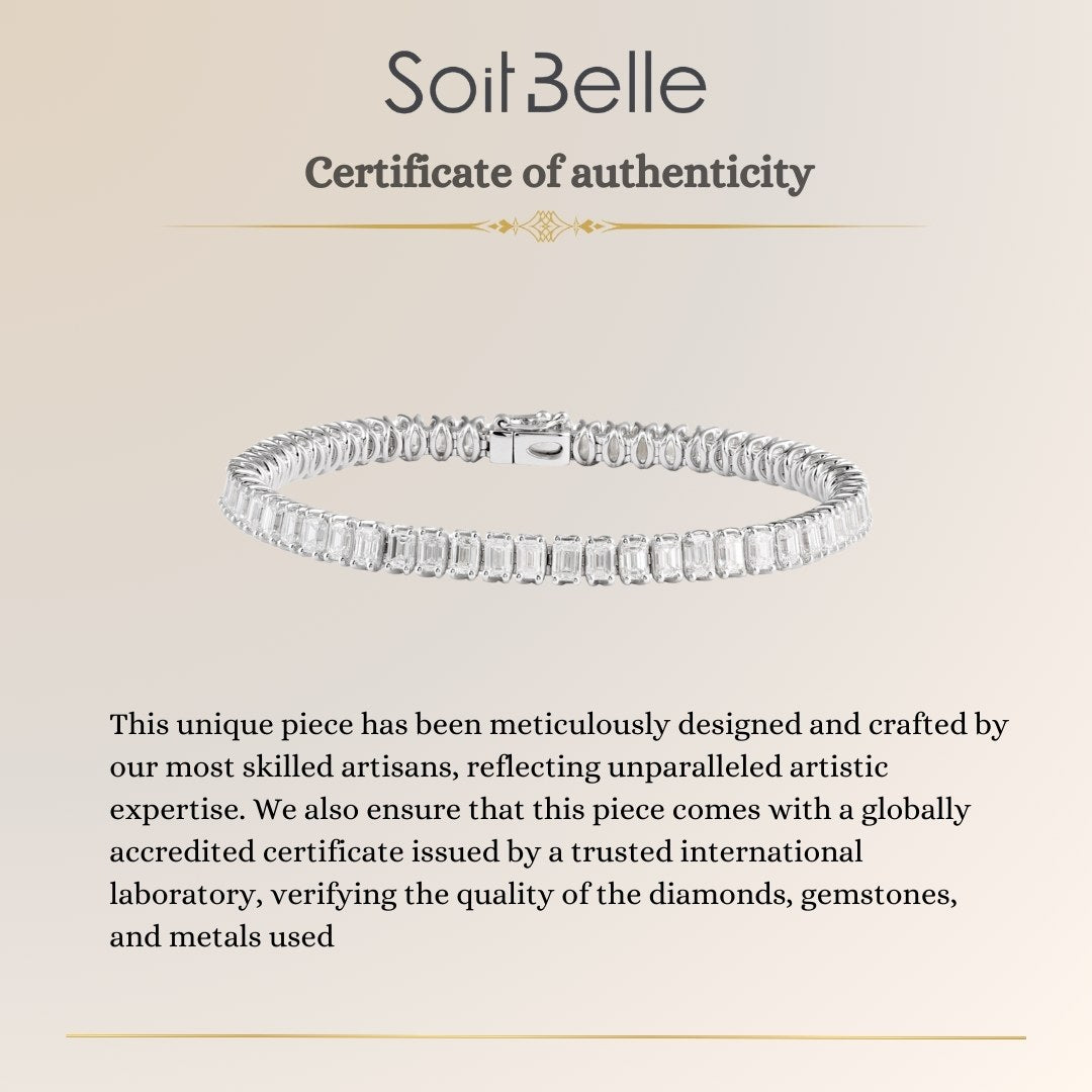 Emerald-cut diamond tennis bracelet in 18K gold