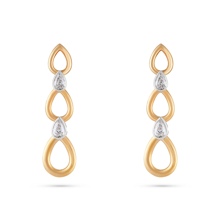 Etoile Rose Gold Teardrop Link Earrings with Natural Diamond | Soit Belle Fine Jewellery