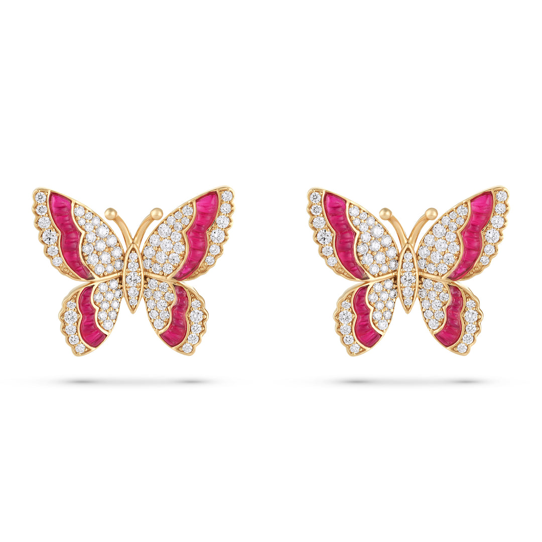 La Miniera Rose Gold Butterfly Earrings with Natural Quartz | Soit Belle Fine Jewellery