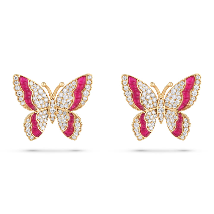 La Miniera Rose Gold Butterfly Earrings with Natural Quartz | Soit Belle Fine Jewellery