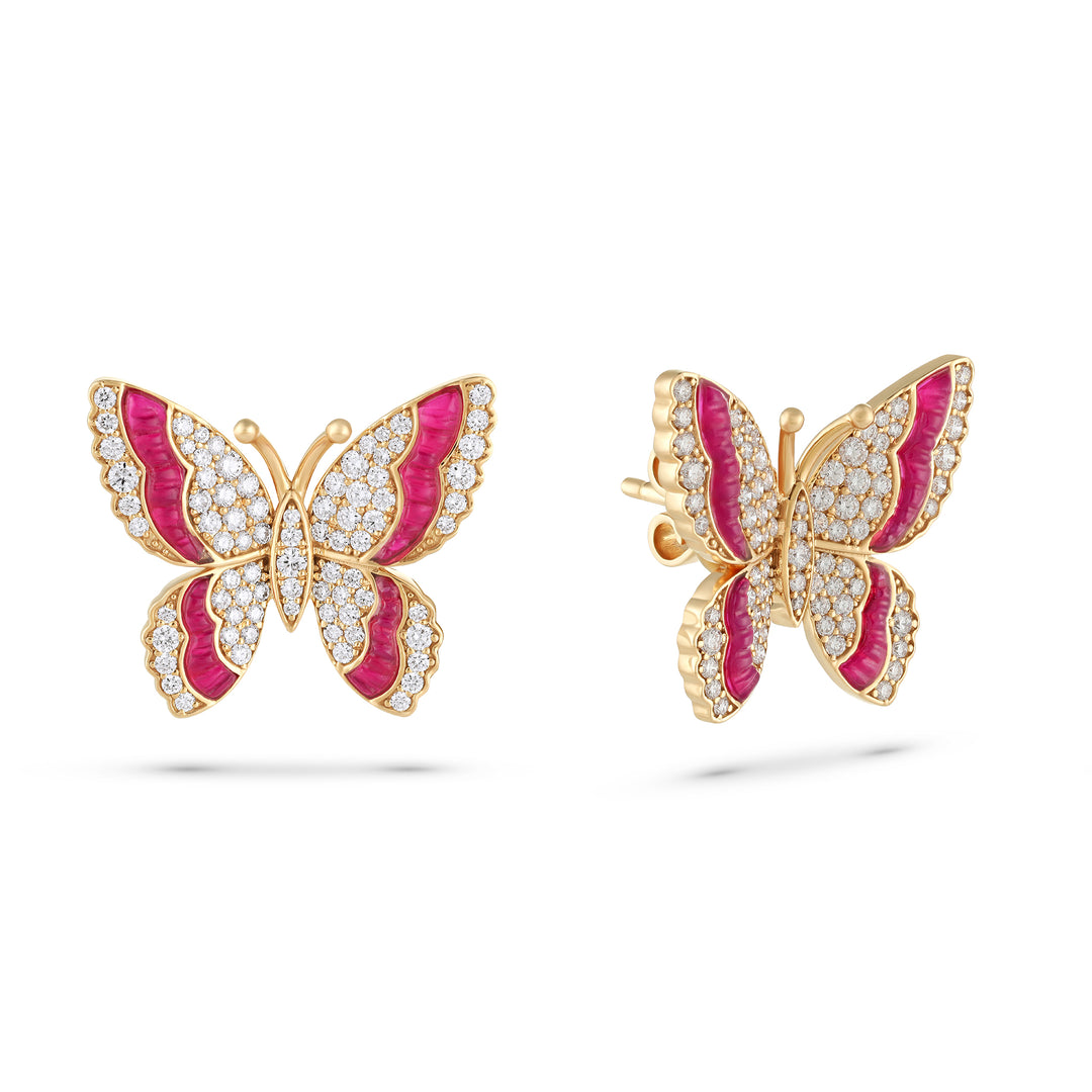 La Miniera Rose Gold Butterfly Earrings with Natural Quartz | Soit Belle Fine Jewellery