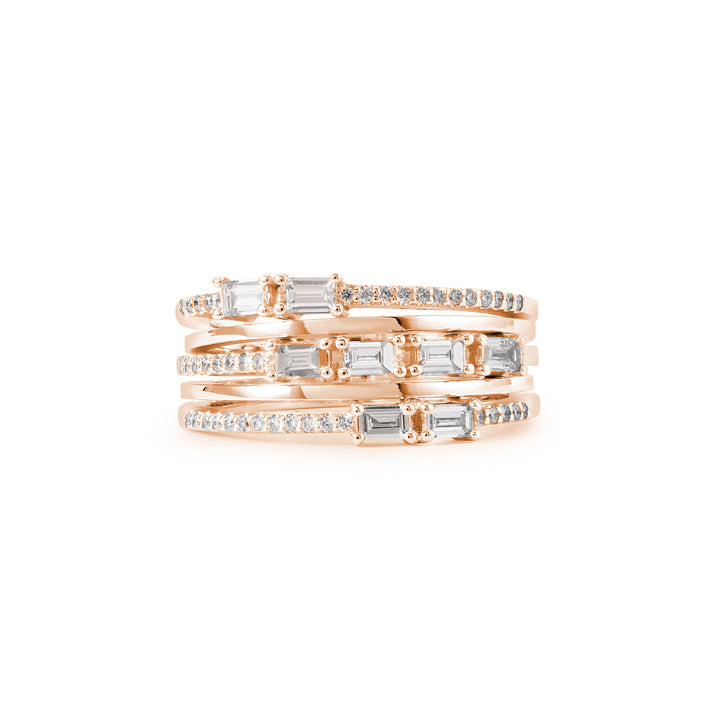 DILARA Rose Gold Baguette Diamond Ring