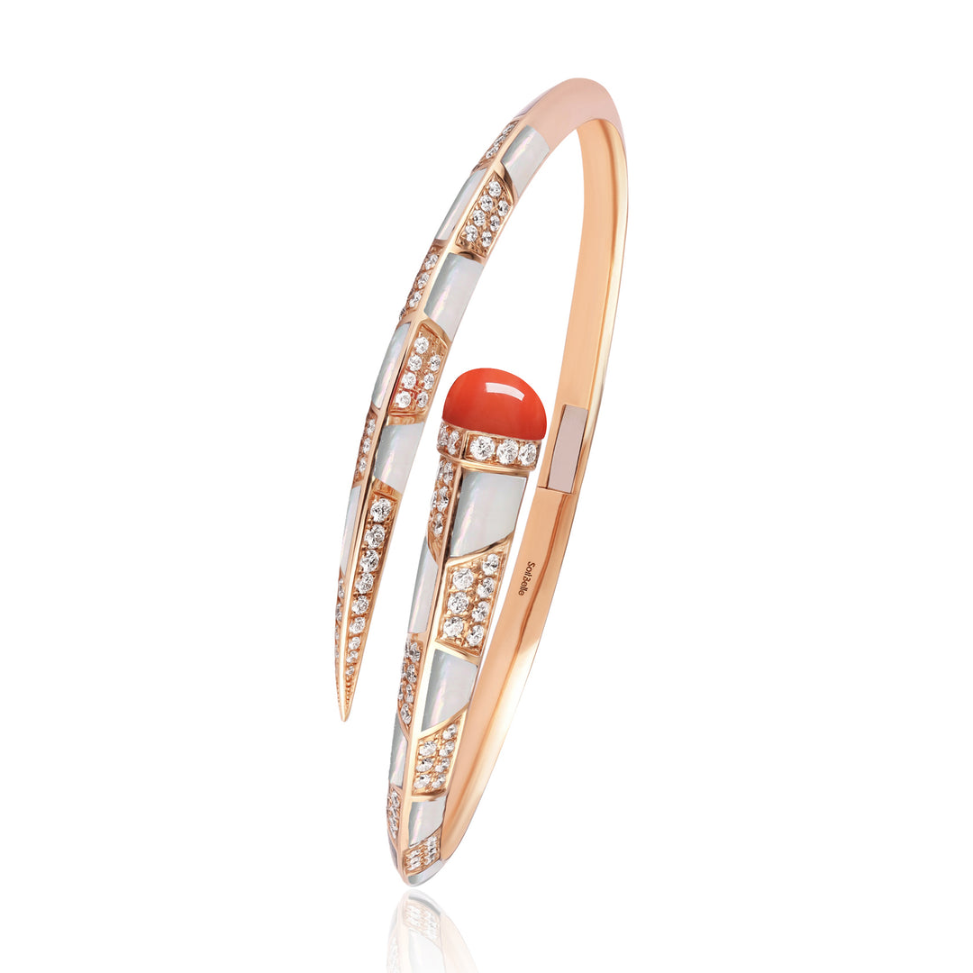 ARTISTRY Rose Gold Bangle With Natural Coral