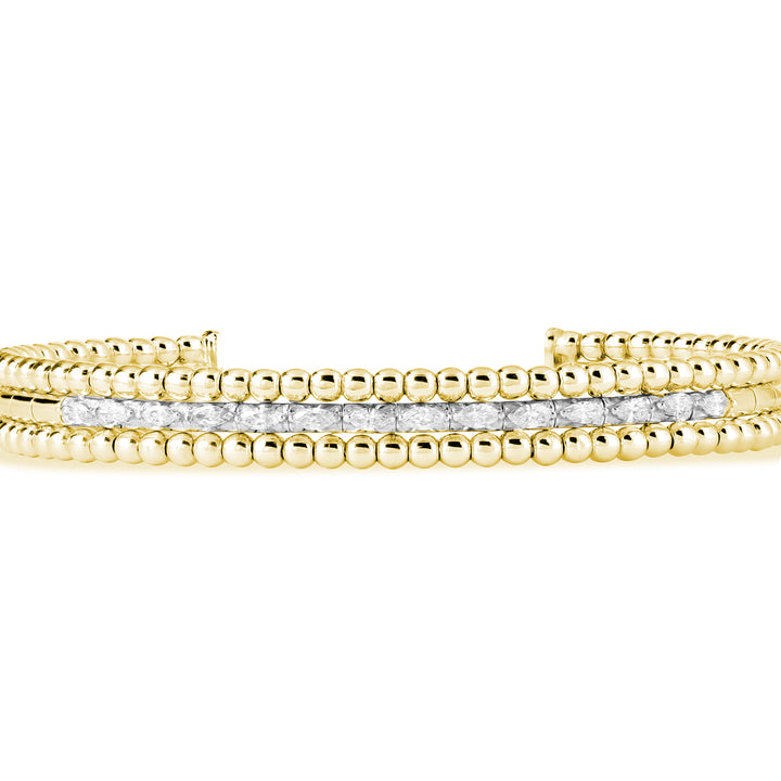 Lucien Yellow Gold Diamond and Bubble Bangle