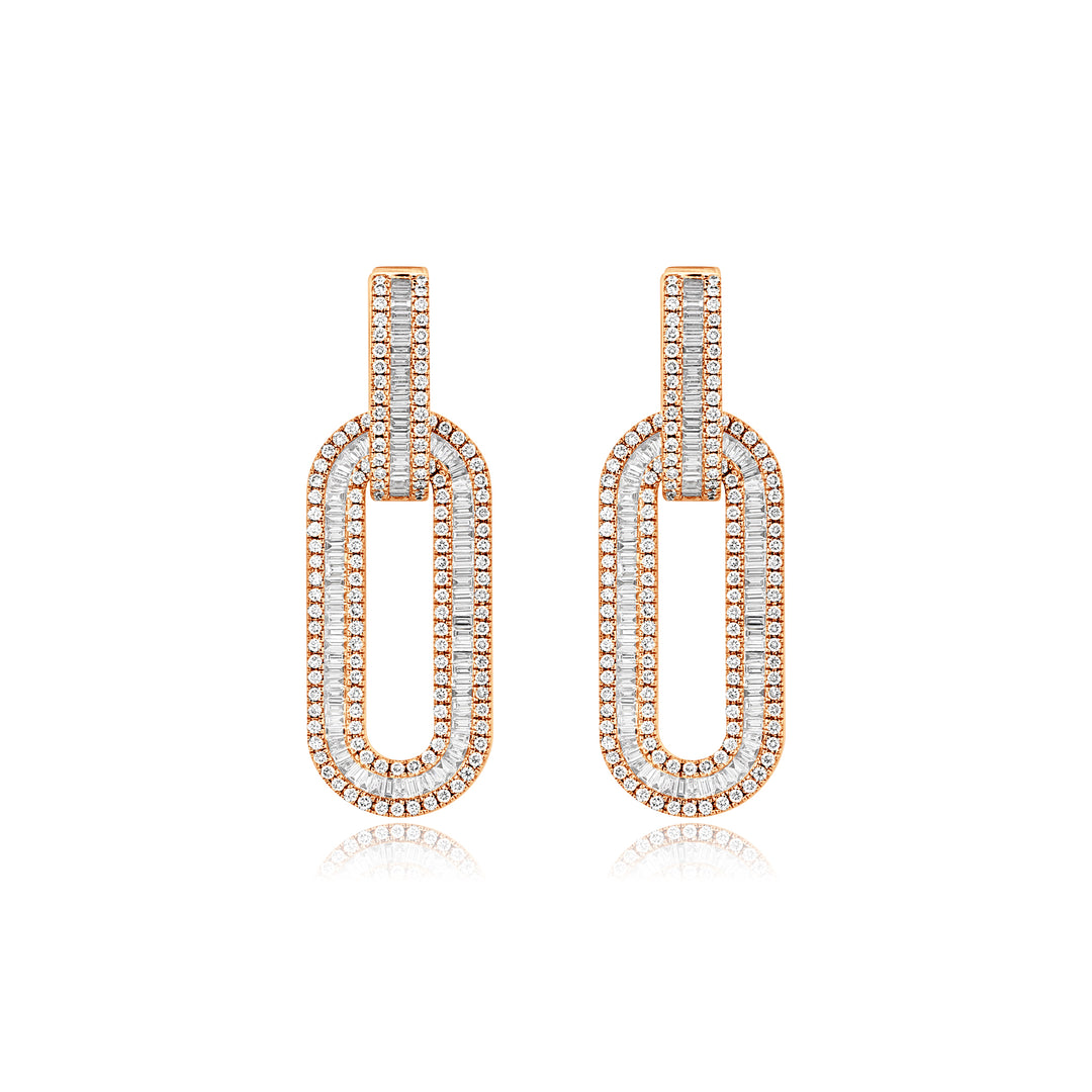 Rose Gold Diamond Link Earrings
