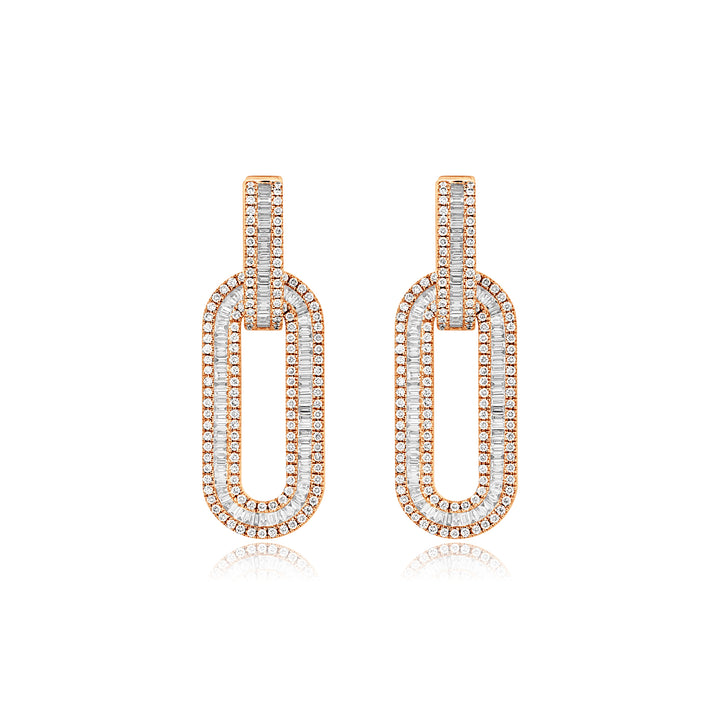 Rose Gold Diamond Link Earrings