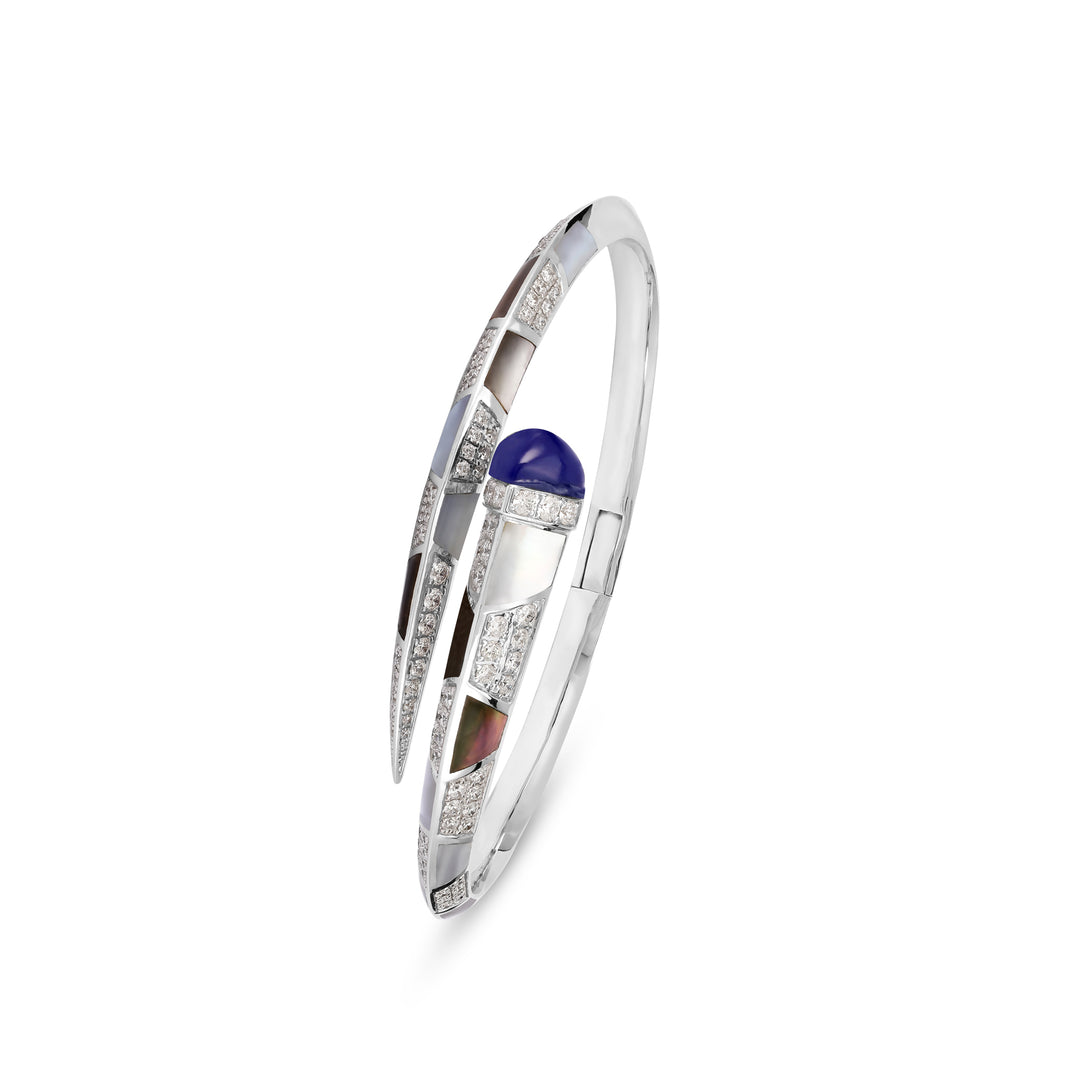 ARTISTRY White Gold Diamond Bangle With Natural Lapis