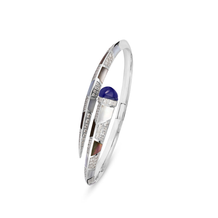 ARTISTRY White Gold Diamond Bangle With Natural Lapis