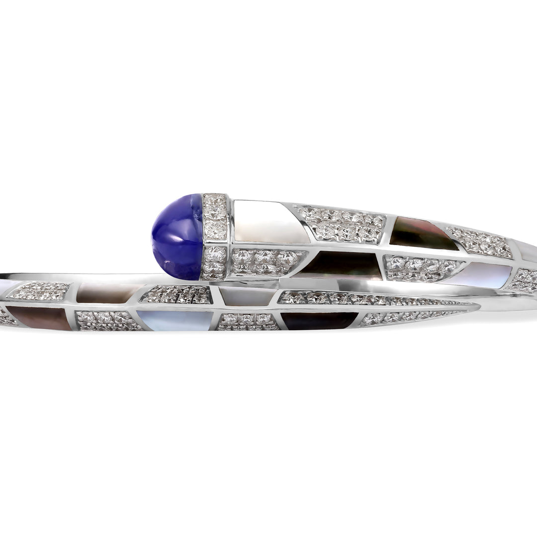 ARTISTRY White Gold Diamond Bangle With Natural Lapis