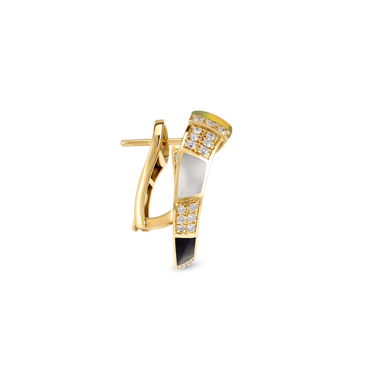 ARTISTRY Yellow Gold Diamond Earring with Natural Opal