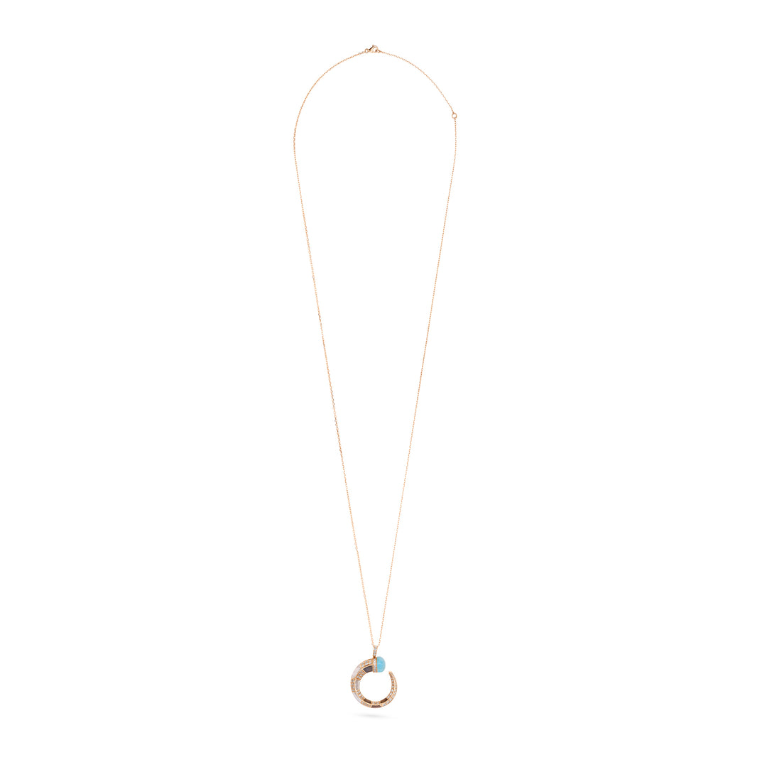 ARTISTRY Rose Gold Diamond Pendant with Chalcedony