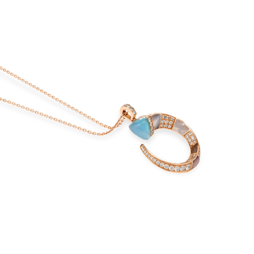 ARTISTRY Rose Gold Diamond Pendant with Chalcedony