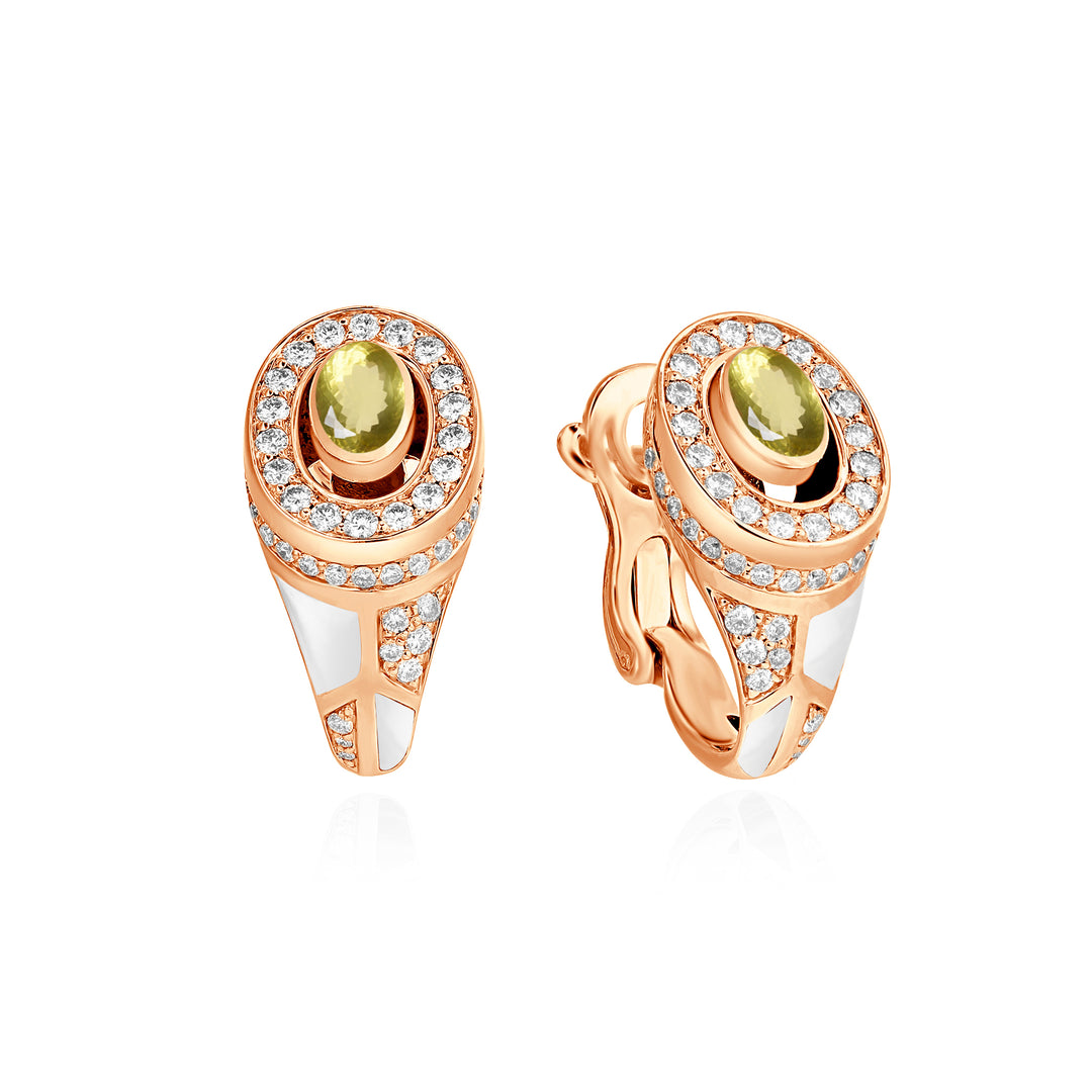 D' OPRAH Rose Gold Diamond Earring natural citrine