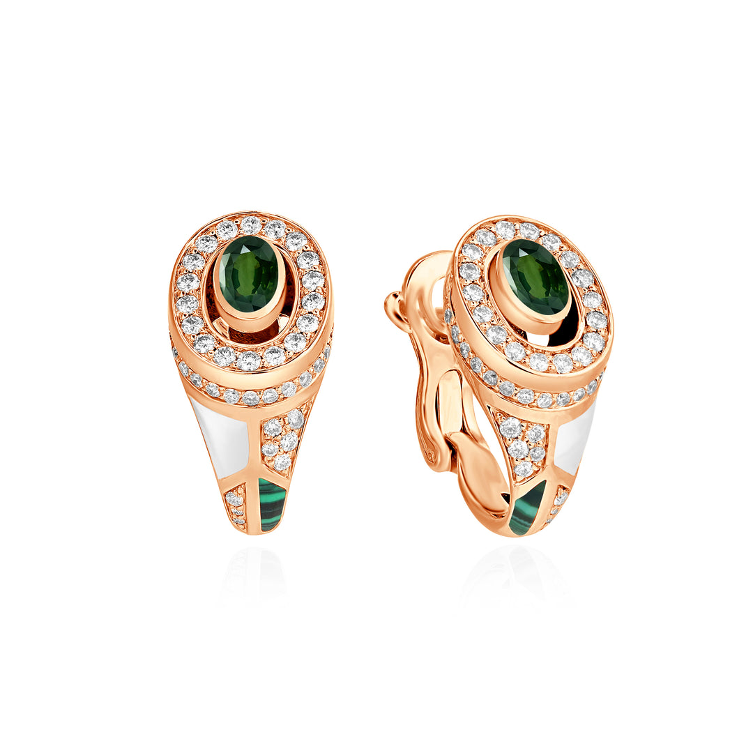 luxury rose gold diopside diamond earrings