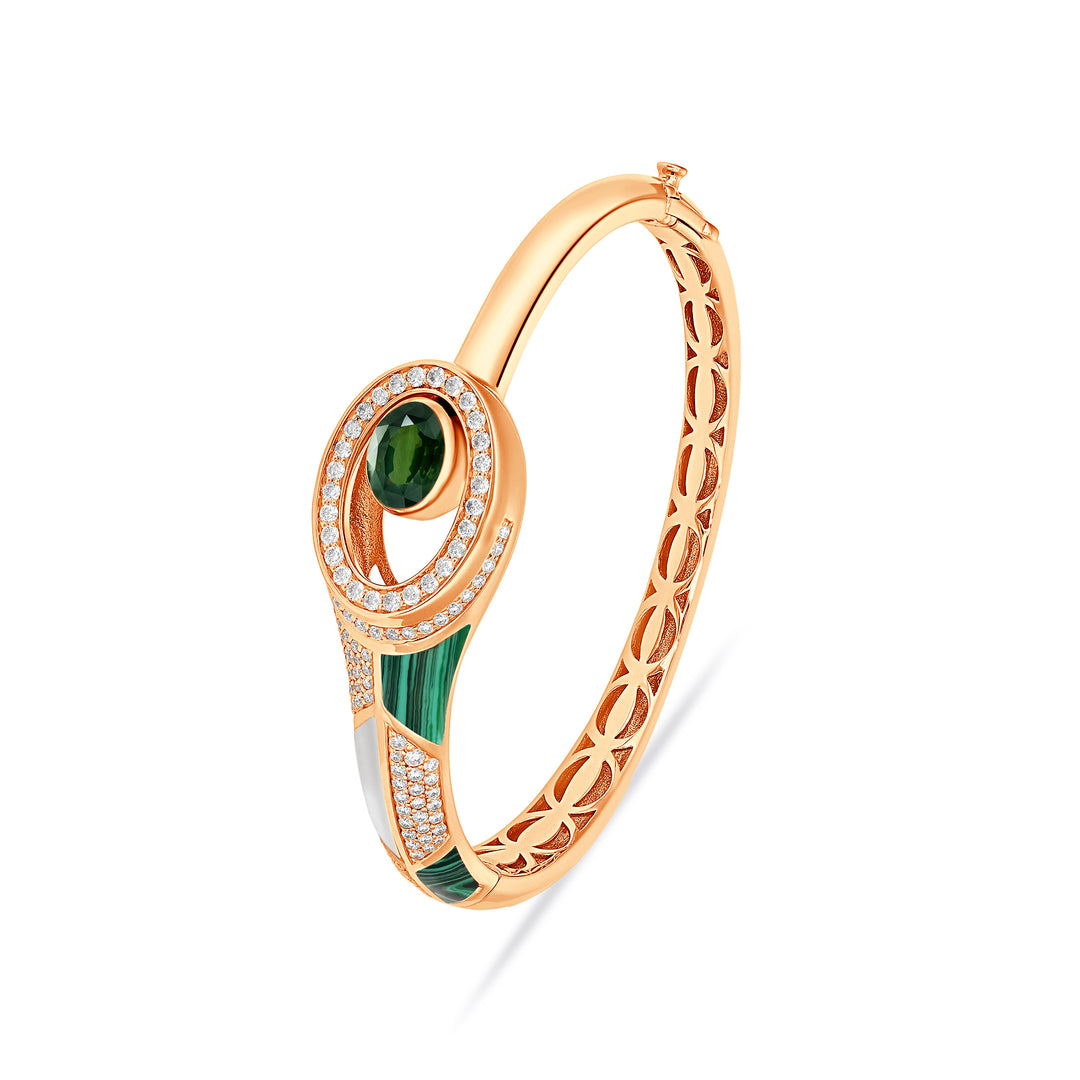 D' OPRAH Rose Gold Diamond Bangle natural Diopside