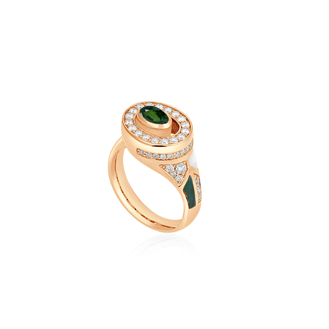 D' OPRAH Rose Gold Diamond Ring natural diopside