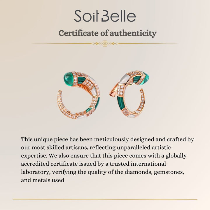 18K rose gold diamond earrings with emerald