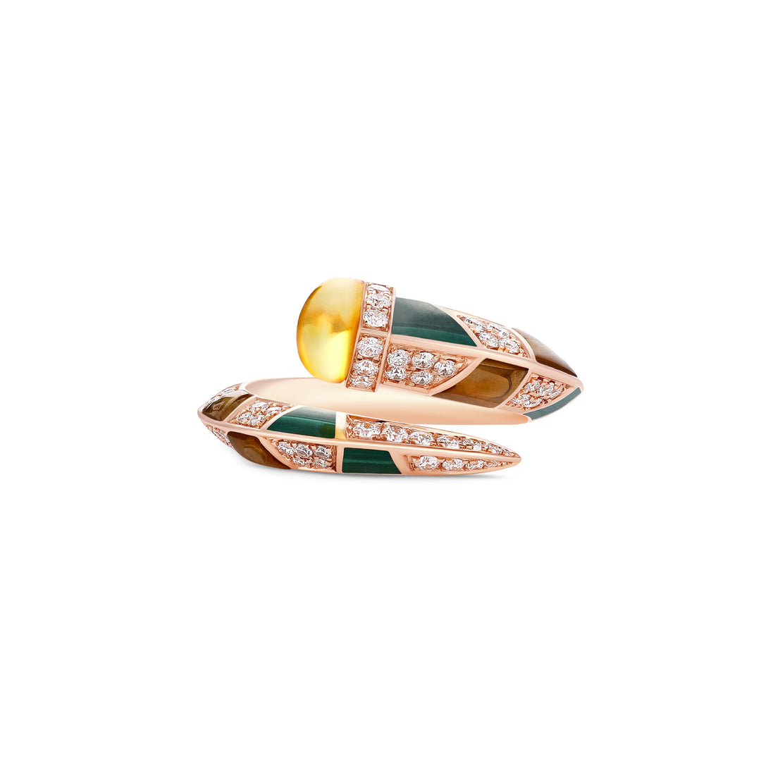 luxury rose gold malachite diamond ring