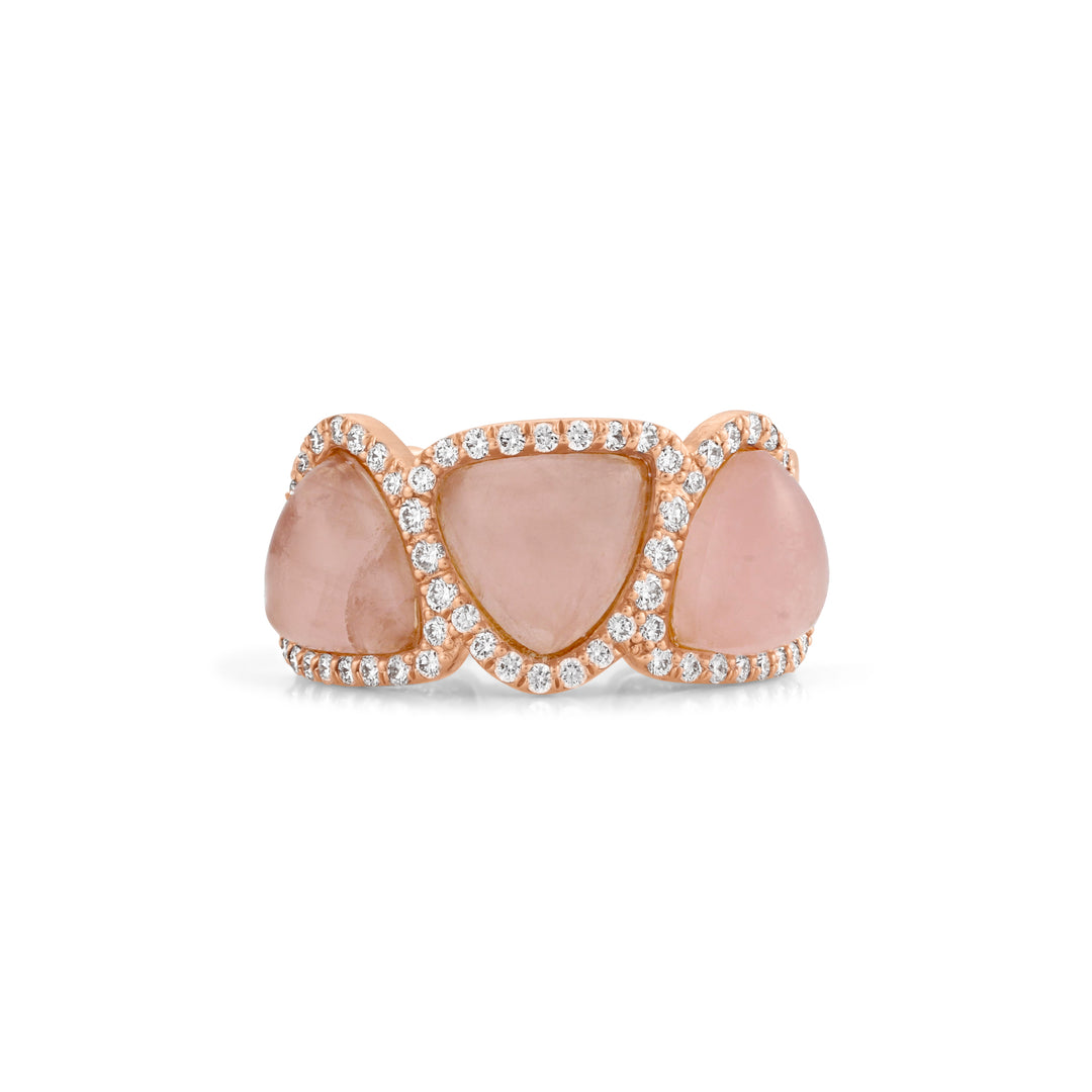 luxury rose quartz diamond ring