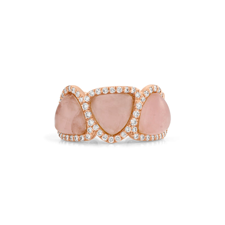 luxury rose quartz diamond ring