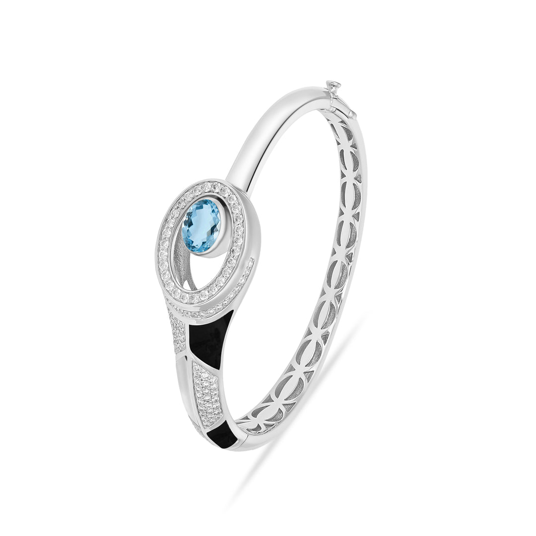 D' OPRAH White Gold Diamond Bangle natural aquamarine 