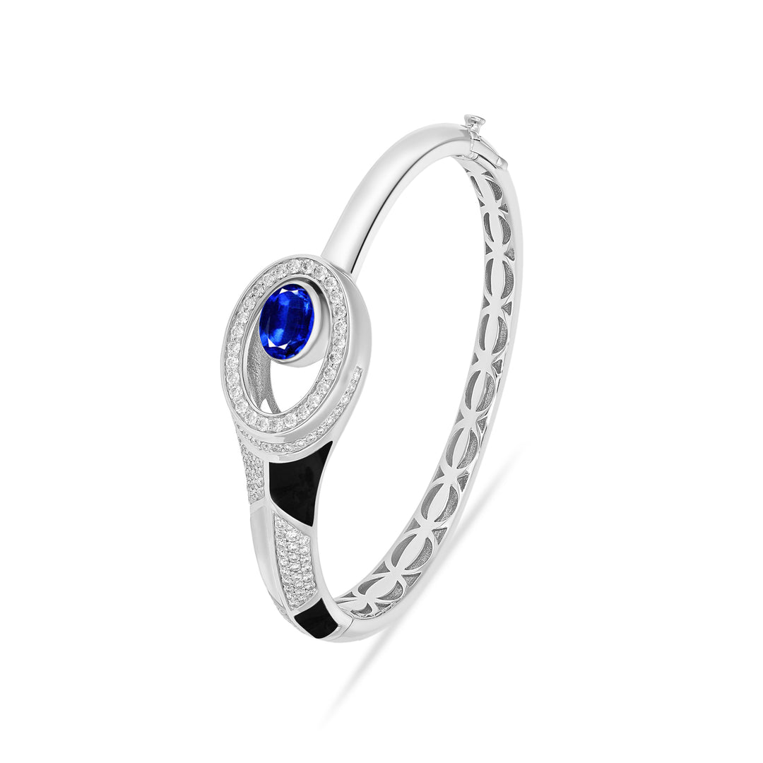 D' OPRAH white Gold Diamond Bangle natural kyanite 