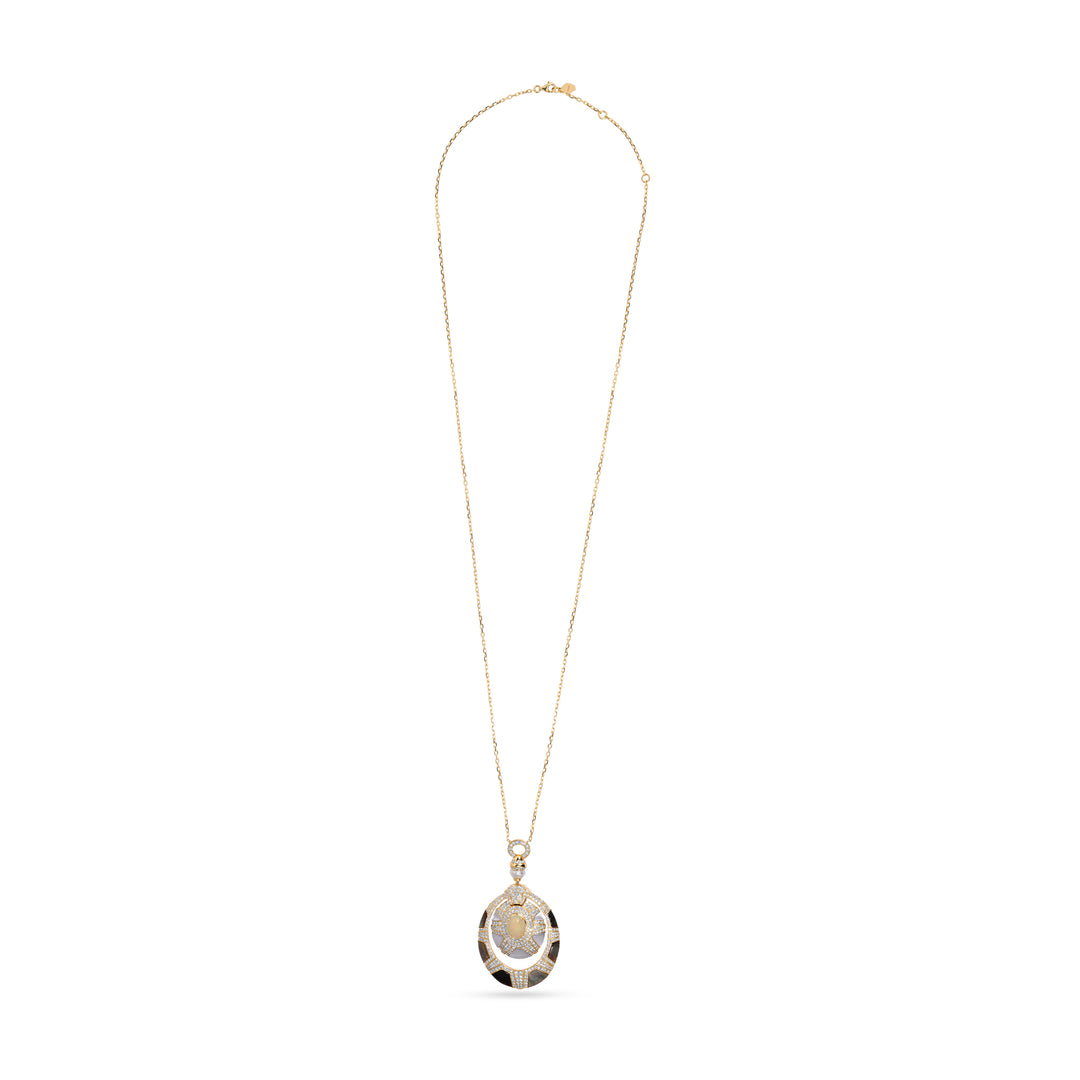 luxury yellow gold opal diamond necklace