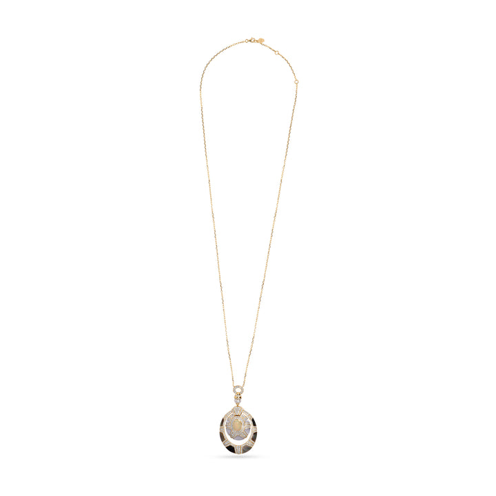 luxury yellow gold opal diamond necklace
