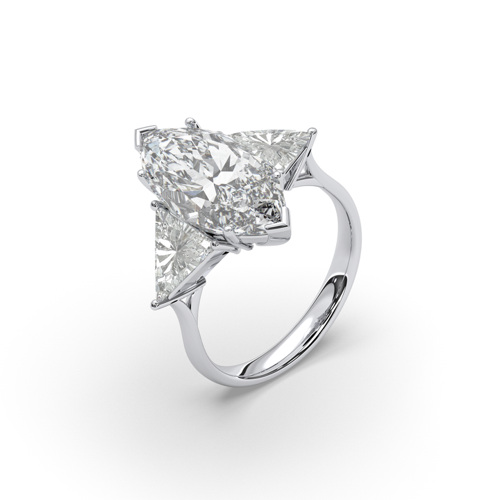 Marquise-cut diamond solitaire ring in 18K gold