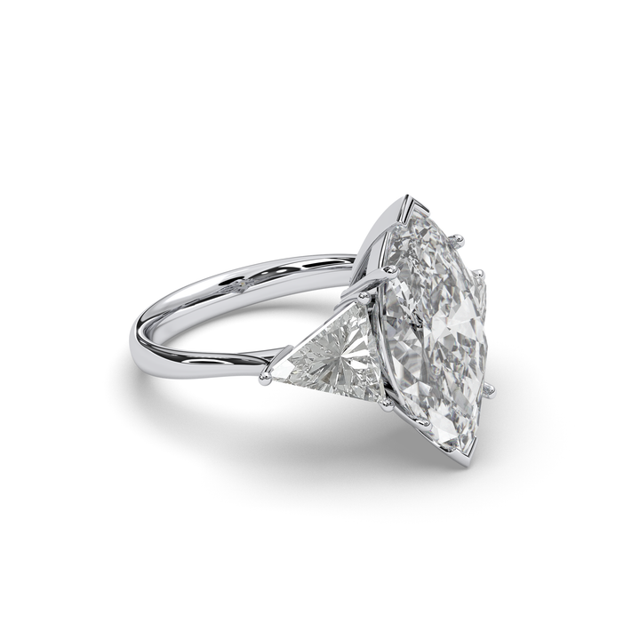 Marquise-cut diamond solitaire ring in 18K gold