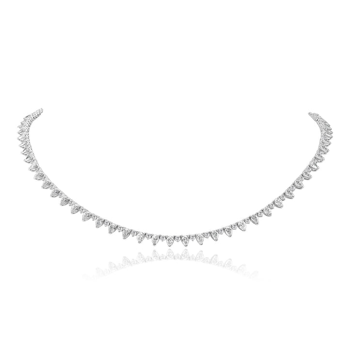 Pear and round-cut diamond tennis necklace in 18K gold