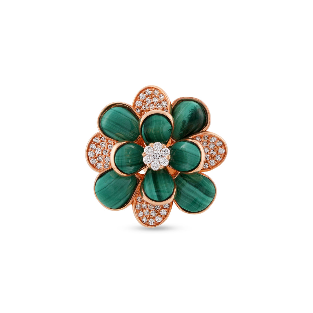 Ronza Rose Gold Diamond Earrings with Malachite